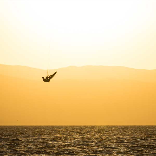 Kite Surf jump into the sunset, Paracas Bay - Peru