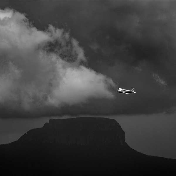 Evading the storm while flying into the Devil´s Canyon, Canaima National Park - Venezuela